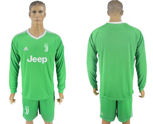 Juventus Blank Green Goalkeeper Long Sleeves Soccer Club Jersey - Click Image to Close